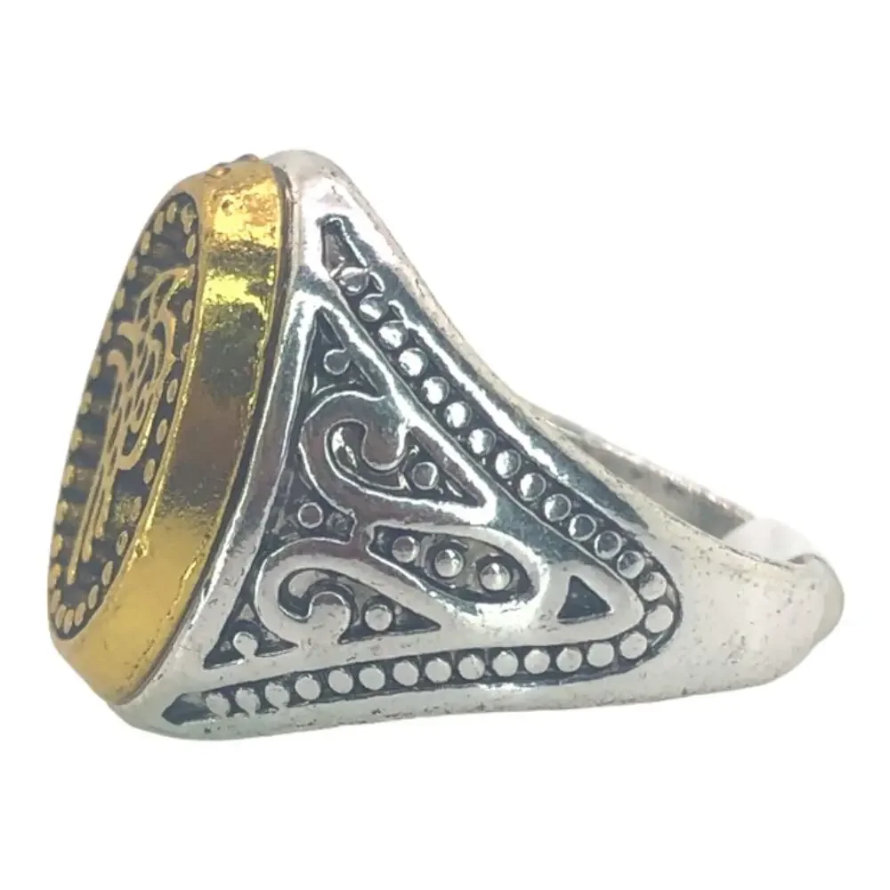 Silver and Gold Statement Ring - Size 10.5